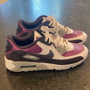 Nike Air Max 90 Golf shoes in Purple, White, and Black